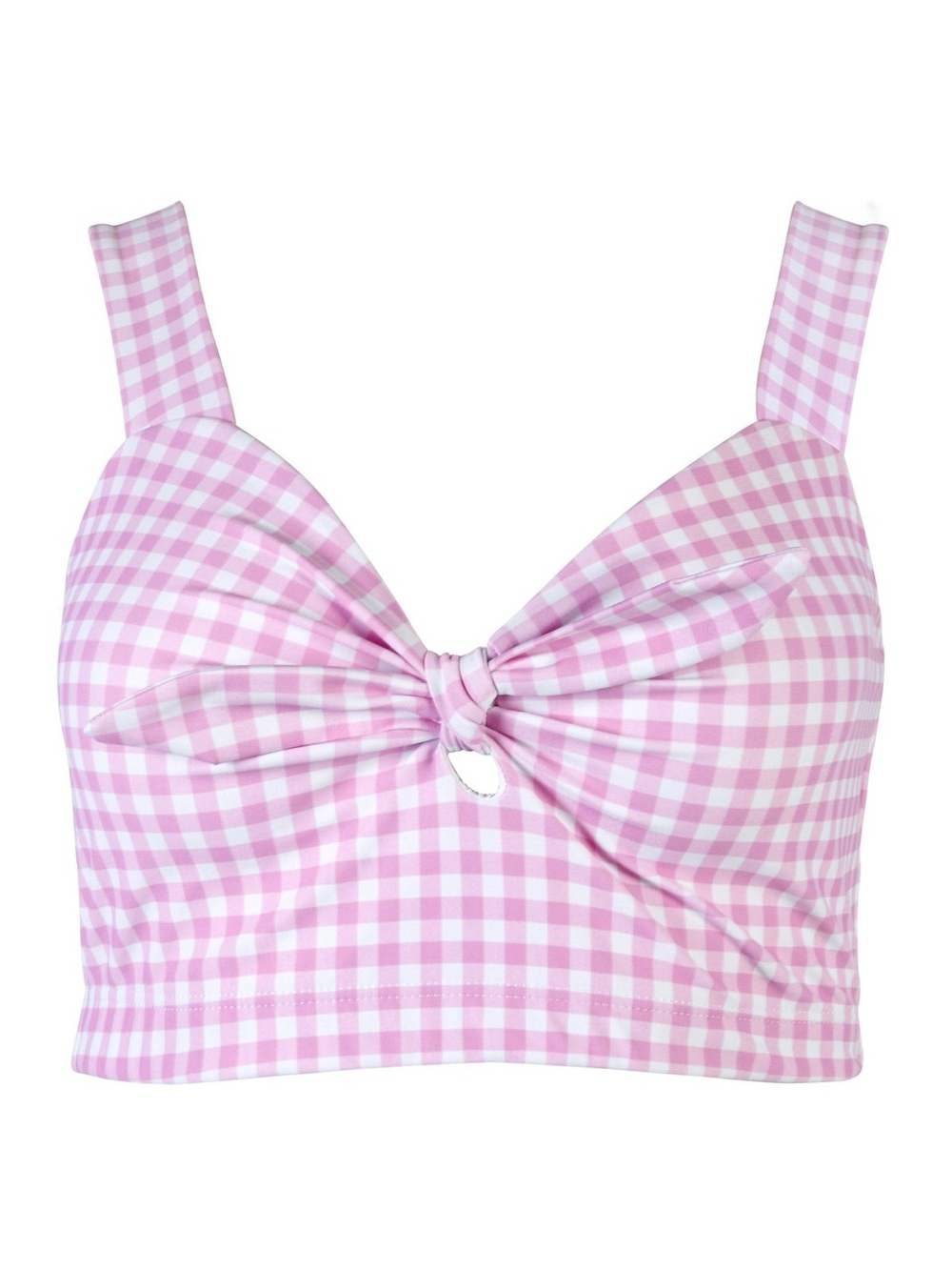 Year of Ours Pink Gingham Tie-Front Crop Top
